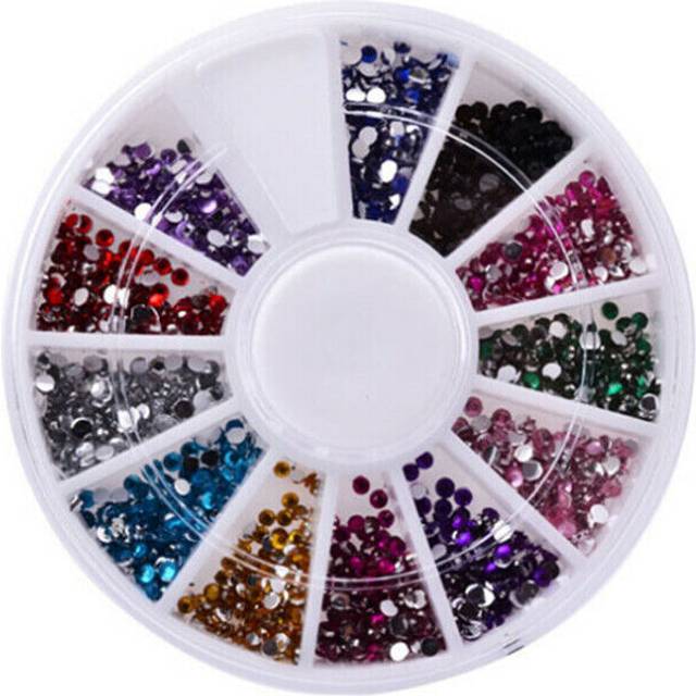 3D Nail Art Rhinestones in Wheel Glass Crystals Gems Beads Charms Glitter Decors