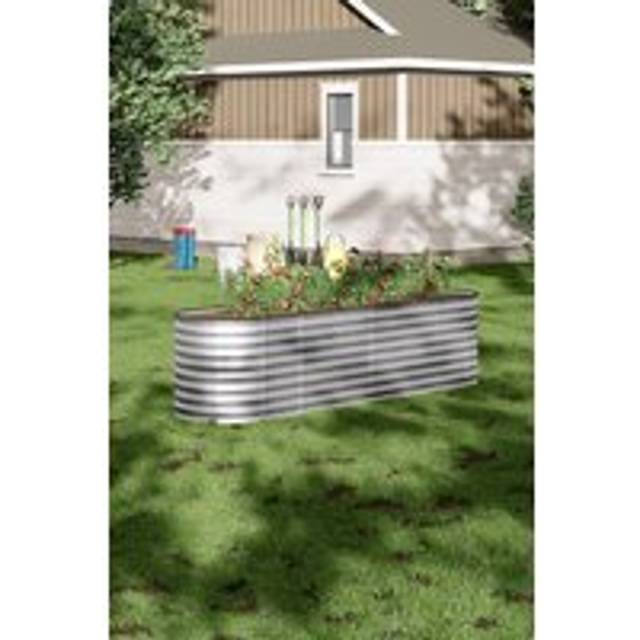 Patio Steel Raised Garden Bed for Vegetable & Flower - Silver - One Size