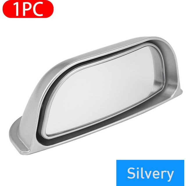 (Silver 1PC) Car Side View Mirror Wide Angle Blind Spot Mirror Exterior Rearview Mirrors