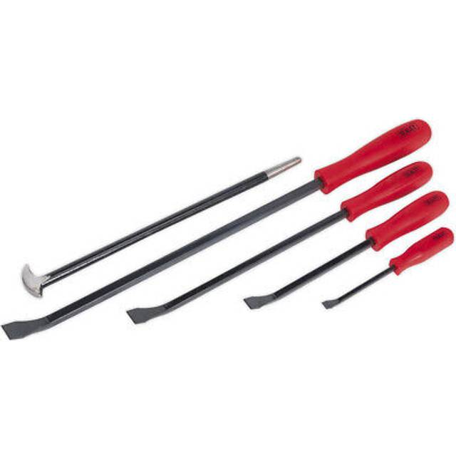 5 Piece Heavy Duty Pry & Heel Bar Set - Hardened Shafts - Easy Grip Handles