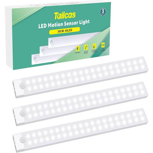 Tailcas Indoor Motion Detector Light, Kitchen Sensor Cabinet Lighting, USB Rechargeable Night Light, Dimmable Cupboard Light