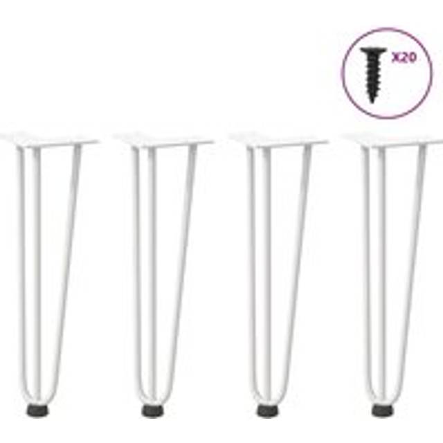 Hairpin Table Legs 4 pcs White 42 cm Solid Steel - One Size