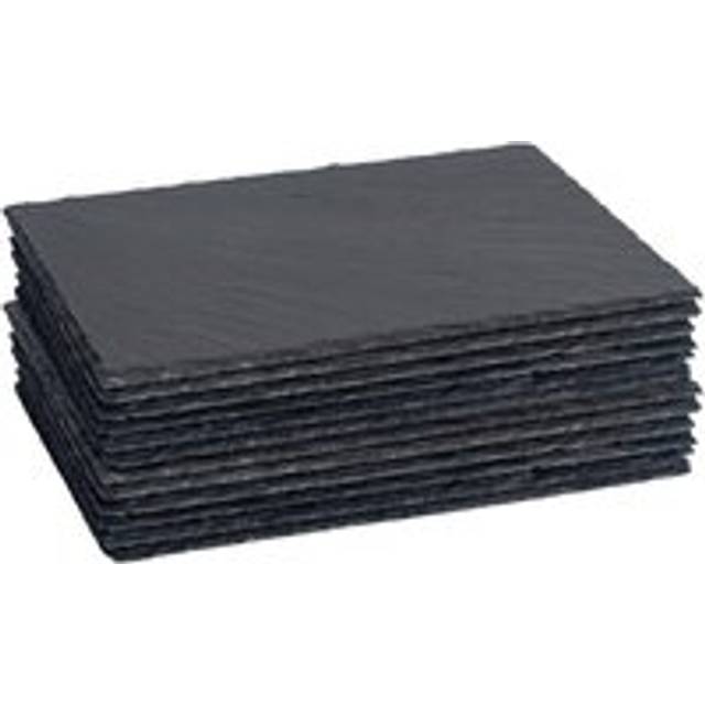 Argon Tableware Rectangle Slate Placemats - 30cm x 20cm - Pack of 12 - Black (30cm W X 20cm L X 0.8cm D)