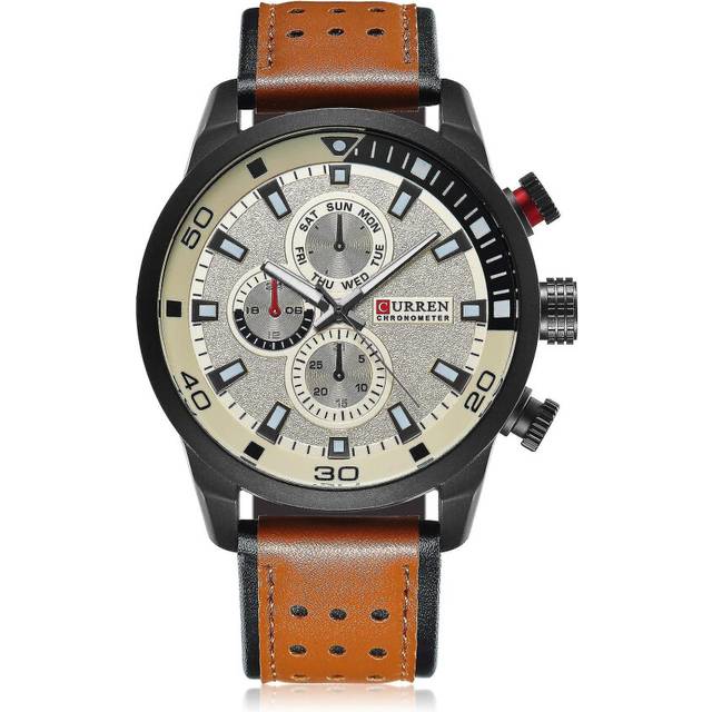 (Black shell beige) Men Watches Quartz Belt Sports And Leisure - Cream