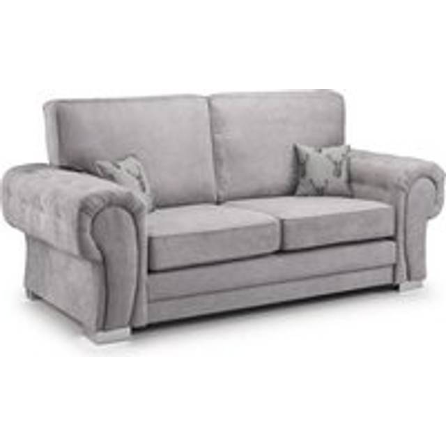 Milan Fabric 3 Seater Sofa Grey Fabric Full Back Chesterfield Style - One Size