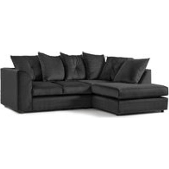 Fernando Soft Plush Velvet 3 to 4 Seater L Shaped Corner Sofa Right Hand Facing - Scatter Back - Black - One Size