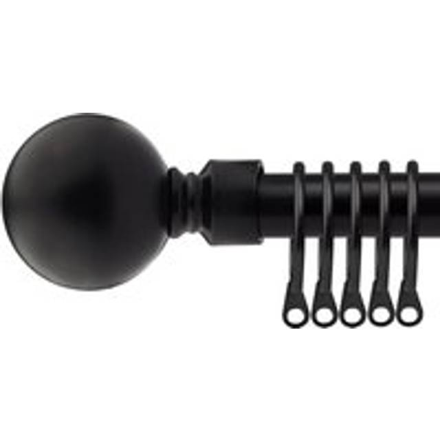 New Edge Blinds 120-210cm Extendable Black Sphere Metal Curtain Pole - 120 - 210cm