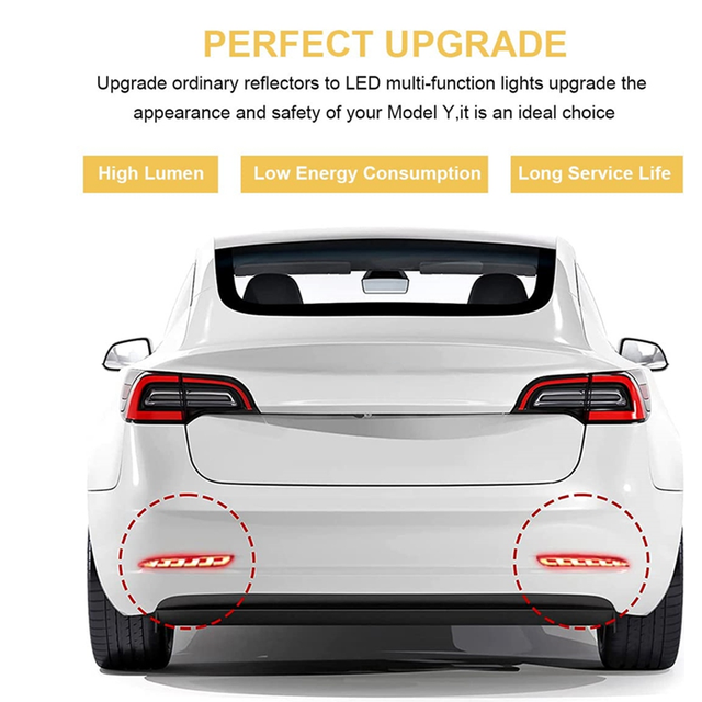 For Model Y 2021 2022 Rear Fog Light Bumper Reflectors