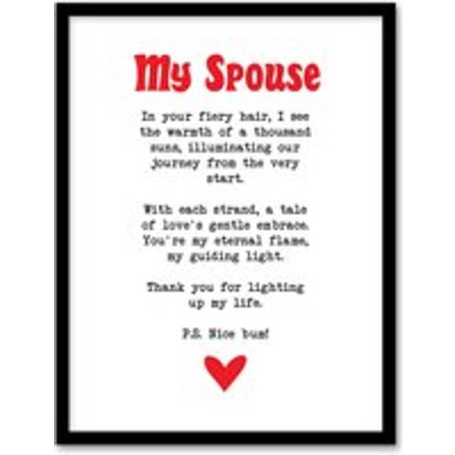 Love Poem Ginger Spouse Romantic Funny Framed Art Print - White - W12 inch x H16 inch