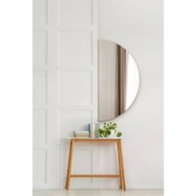 Frameless Semi Circle Moon Wall Mirror 47" X 24" (120 x 60CM) - Silver - Large