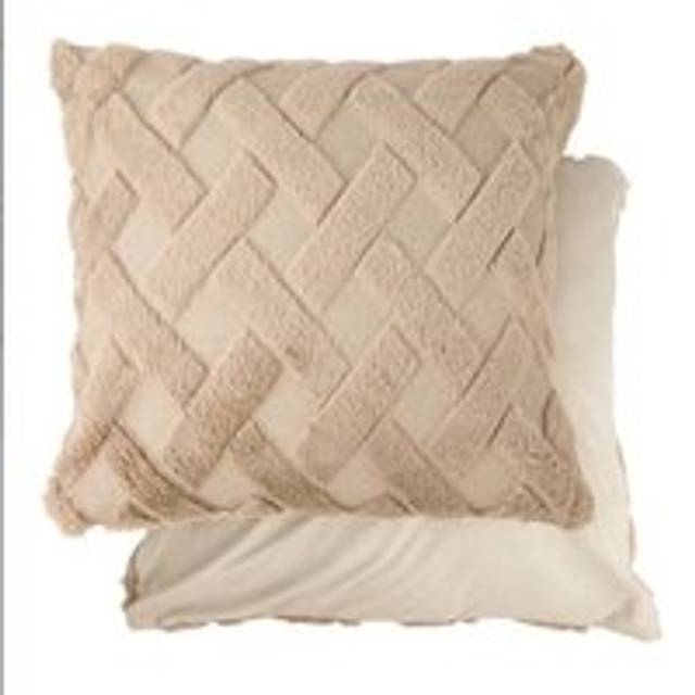 Serene Newton Cross Hatch Taupe Soft Touch Cushion Cover - Cream