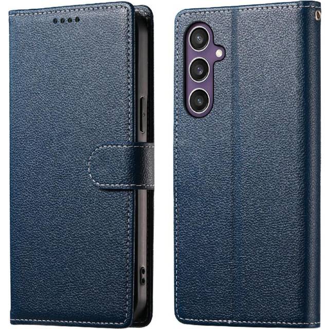 (Dark blue ) Case for Samsung Galaxy S23 Fe Daily Use Shockproof Magnetic Closure Card Slots
