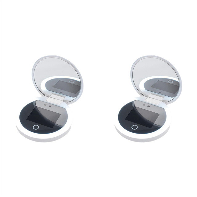 2X Smart UV Sunscreen Test Camera Makeup Mirror with LED Portable Rechargeable Beauty Detection