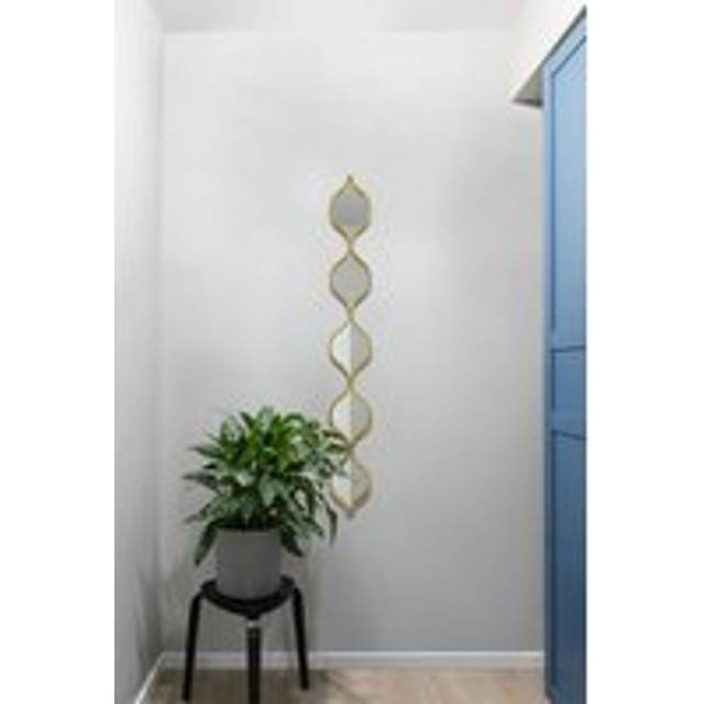 The quinque large gold metal framed tear drop wall mirror - 49"x6" 124x15cm