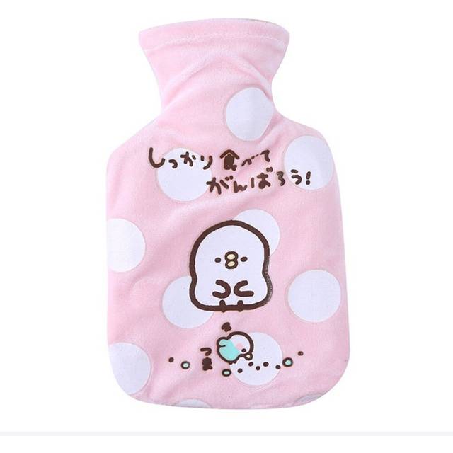 Portable Medium Size Cute Explosion-proof Hot Water Bottle Water Heating Water Bag Detachable Plush Coat Hand Warmers Chicken pink
