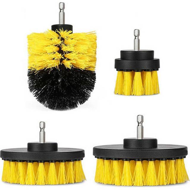 4pcs 2/3.5/4/5 Inch Drill Brush Kit Tub Cleaner Scrubber Cleaning Brushes Yellow/Red/Blue -  Yellow
