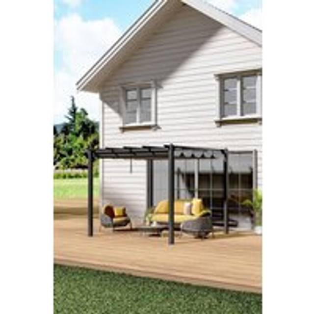 Outdoor Aluminum Patio Pergola with Canopy - Light Grey - One Size
