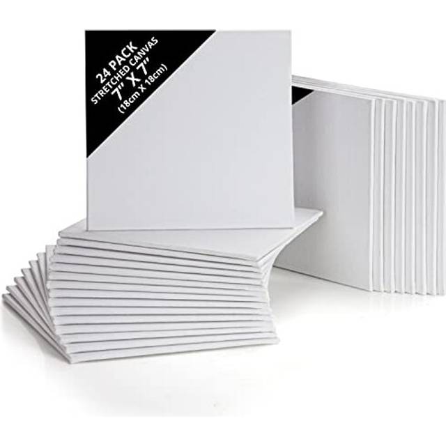 24 Pack Blank Canvas - 18 x 18cm (7 x 7 inches) - Pre Stretched Canvas Panel Boards - Suitable for Acrylic and Oil Painting Also for Sketching and