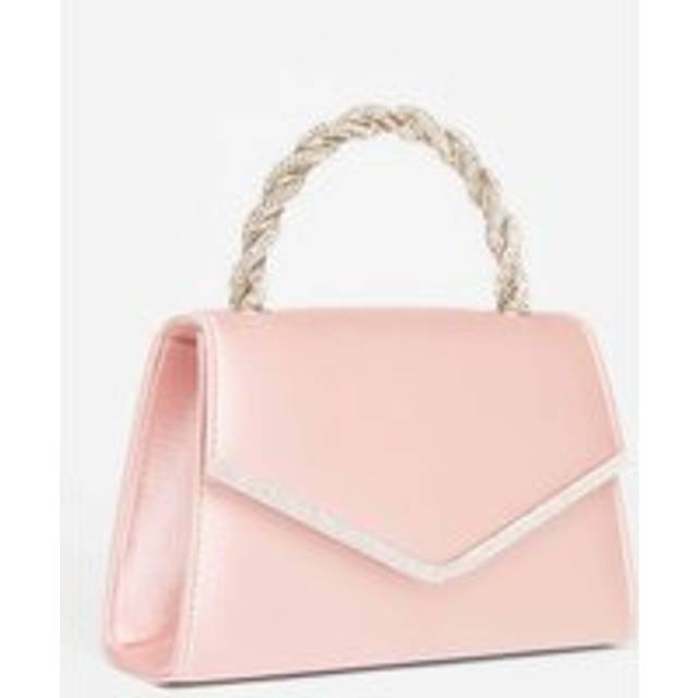 Womens Pink Diamante Twist Top Handle Bag - One Size