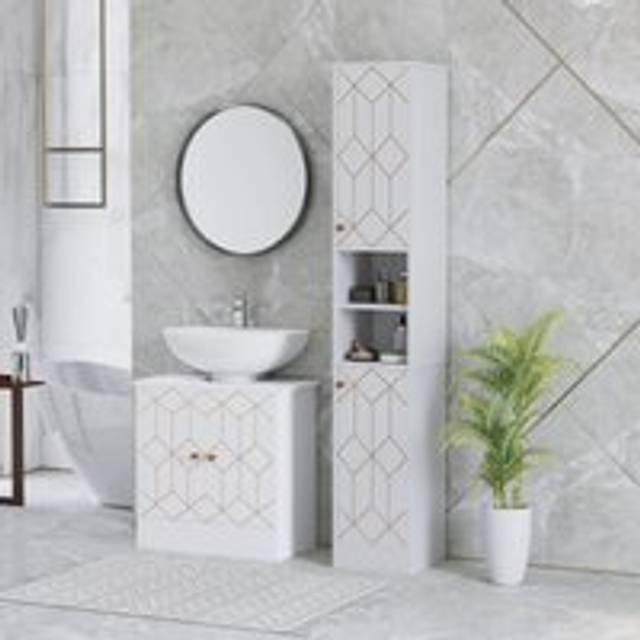 HOMCOM Slim Bathroom Cabinet, Bathroom Storage Cabinet with Doors, White