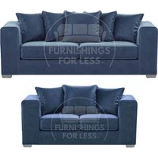 Ella Boxed Arm Plush Velvet Fabric Sofa Set 3 and 2 Seater sofa Red - Blue - One Size