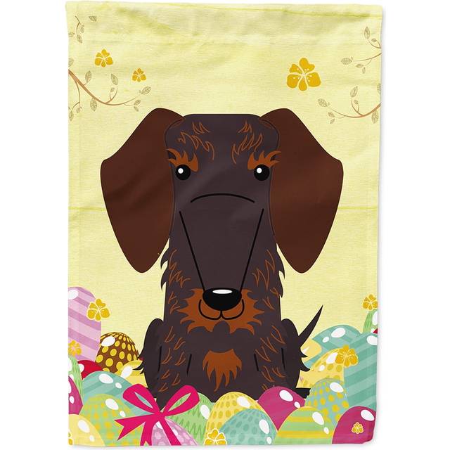 Caroline's Treasures BB6129CHF Easter Eggs Wire Haired Dachshund Chocolate Flag Canvas House  Large  Multicolor