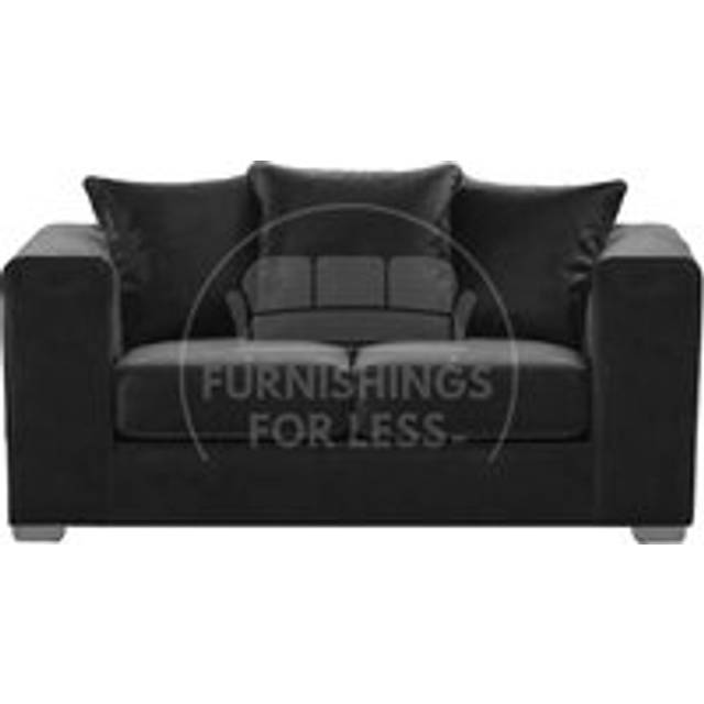 Ella Boxed Arm Plush Velvet Fabric 2 Seater sofa Gold - Black - One Size
