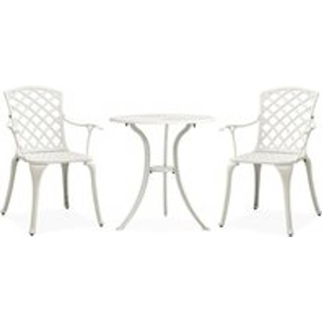 3 Piece Bistro Set Cast Aluminium White - One Size