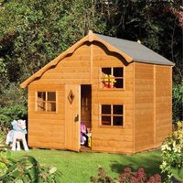 8 x 7 Deluxe Playaway Swiss Cottage Playhouse - Natural - One Size