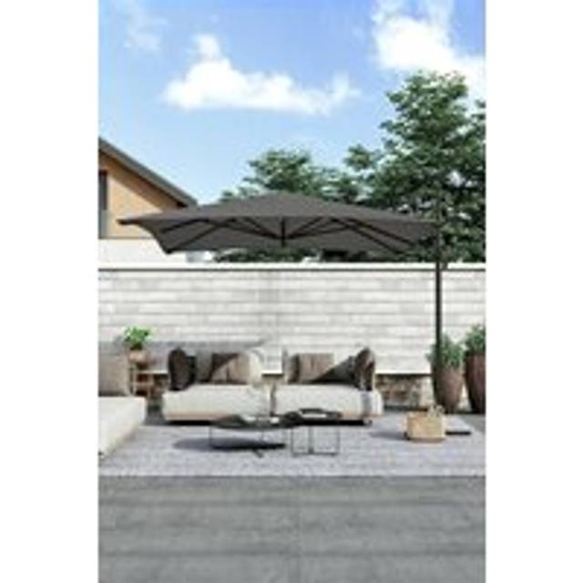Rotating Square Outdoor Patio Cantilever Parasol - Dark Grey - One Size