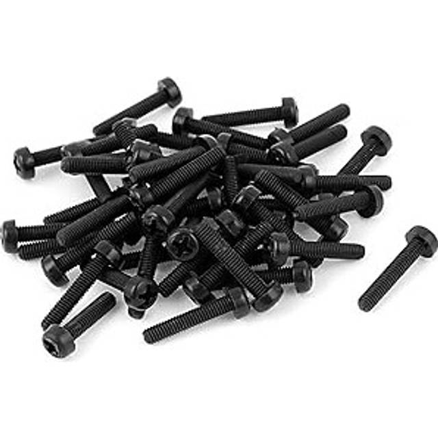 M3 x 15mm Plastic Phillips Pan Head Machine Screws Black 50 PCS
