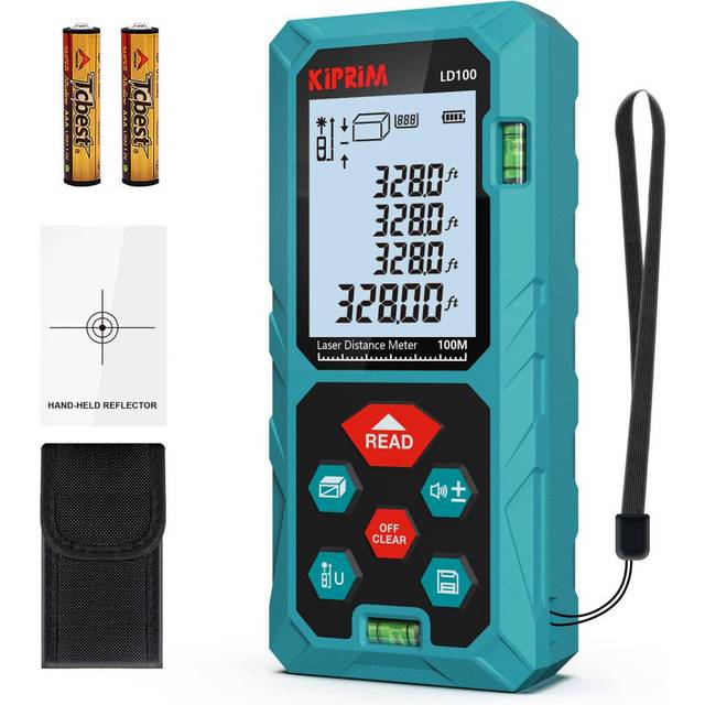 Laser Distance Measure 100m/328ft with 2 Bubble Levels,M/In/Ft Unit switching Backlit LCD,99 Sets Data Storage and Pythagorean Mode, Measure Distance,
