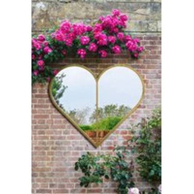 Gold Metal Framed Heart Shaped Wall Garden Mirror (80 X 80CM) - 1 Pack