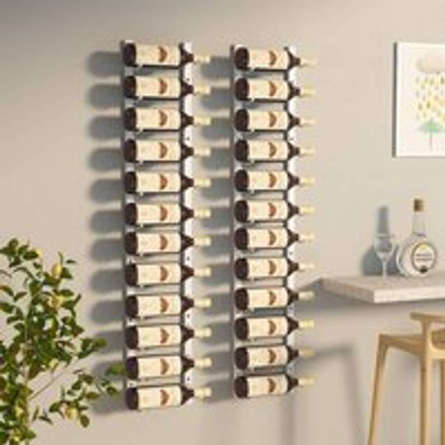 Wall Mounted Wine Rack for 12 Bottles 2 pcs White Iron - One Size