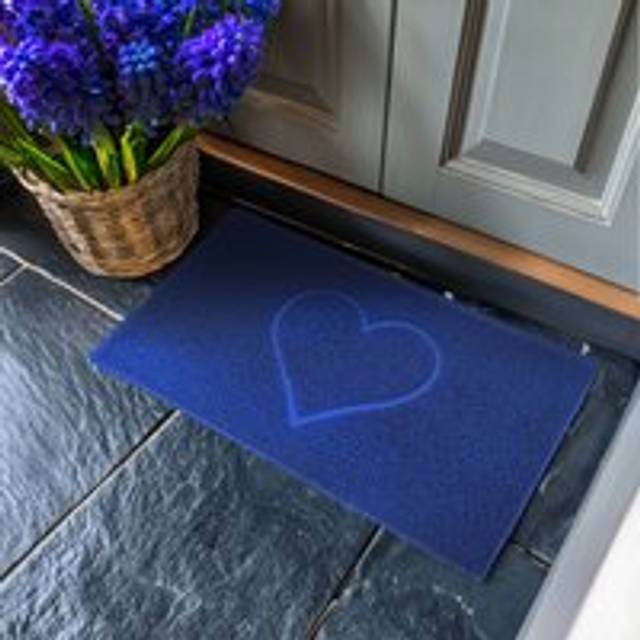 Nicoman Embossed PVC Spaghetti Pressed Heart Doormat in Blue | Size: 90 cm x 60 cm