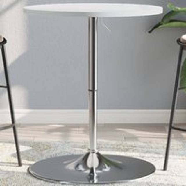 Bar Table White 60x60x90 cm Engineered Wood and Chromed Steel - One Size