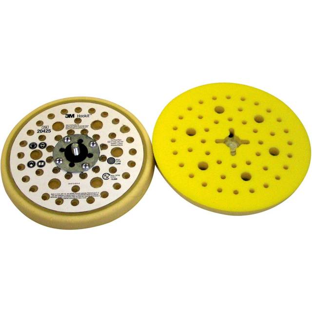 3M Clean Sanding Soft Disc Pad 20425 Hook and Loop Attachment 6' Diameter x 1/2' Thick 3/4' Center Hole Diameter 5/16'-24 External Thread 25 Hol
