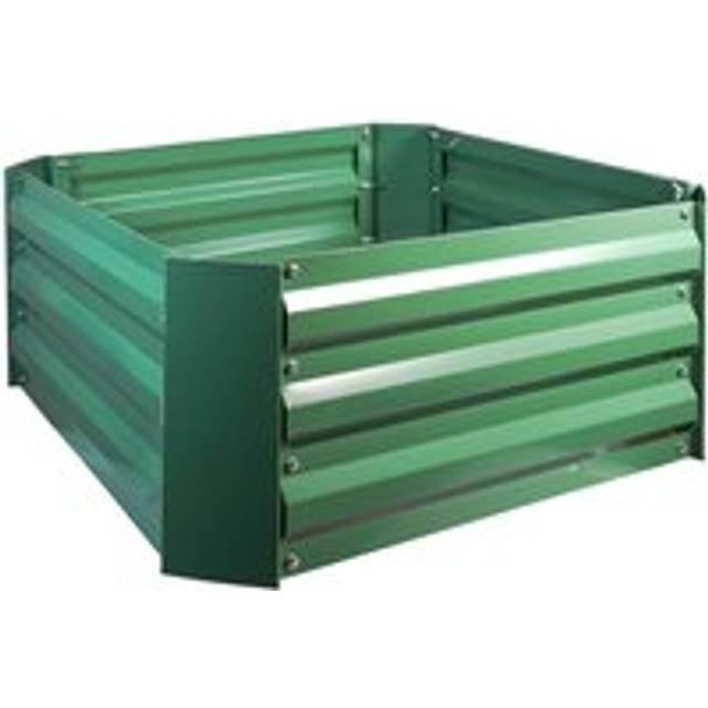 Square Metal Raised Garden Bed - Green Steel Outdoor Planter Box for Growing Veg, Fruit, Herbs & Flowers - H30 x W61 x D61cm - One Size
