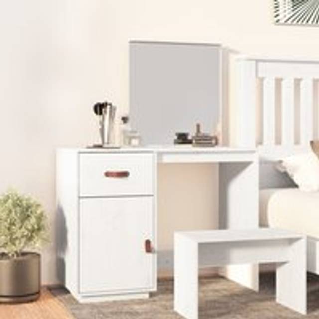 Dressing Table White 95x50x134 cm Solid Wood Pine - One Size
