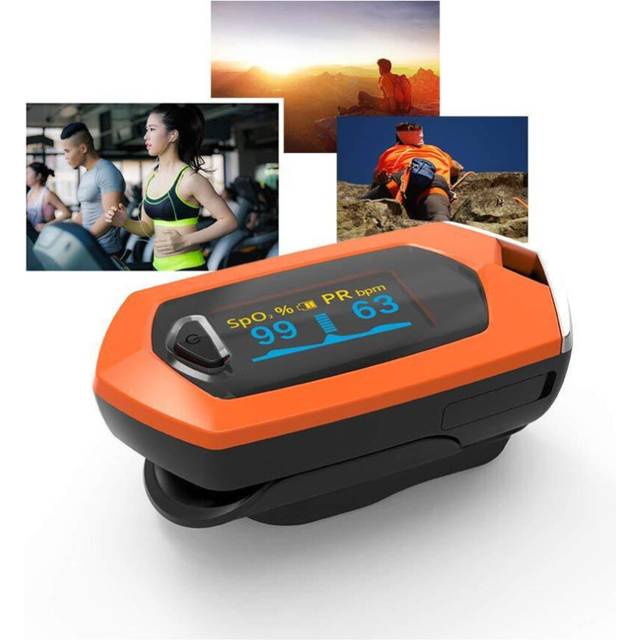 Medicinsk uppladdningsbar fingerpulsoximeter Inbyggd litiumbatteri Blodsyremättnadsmätare Bärbar Spo2-pulsmätare orange