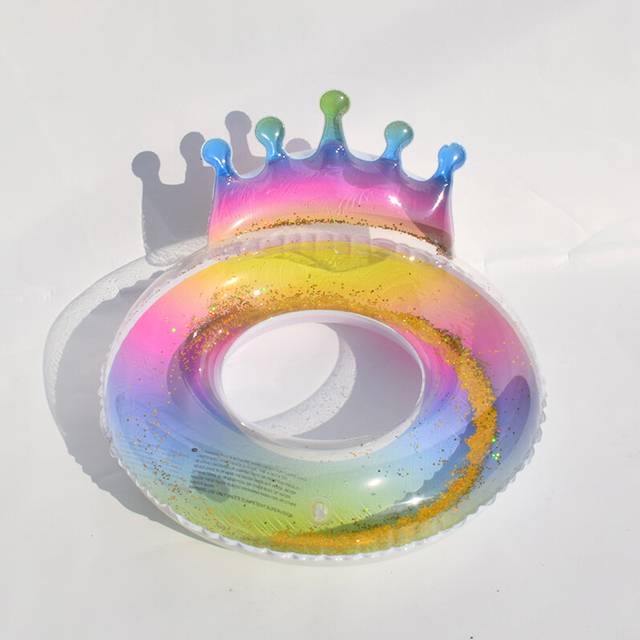 (Crown, 58 cm) Adult And Childrens Glitter Rainbow Crown Wings Thickened Swimming Ring