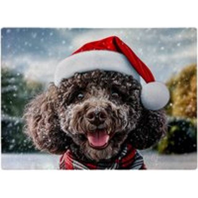 Christmas Poodle Glass Chopping Board