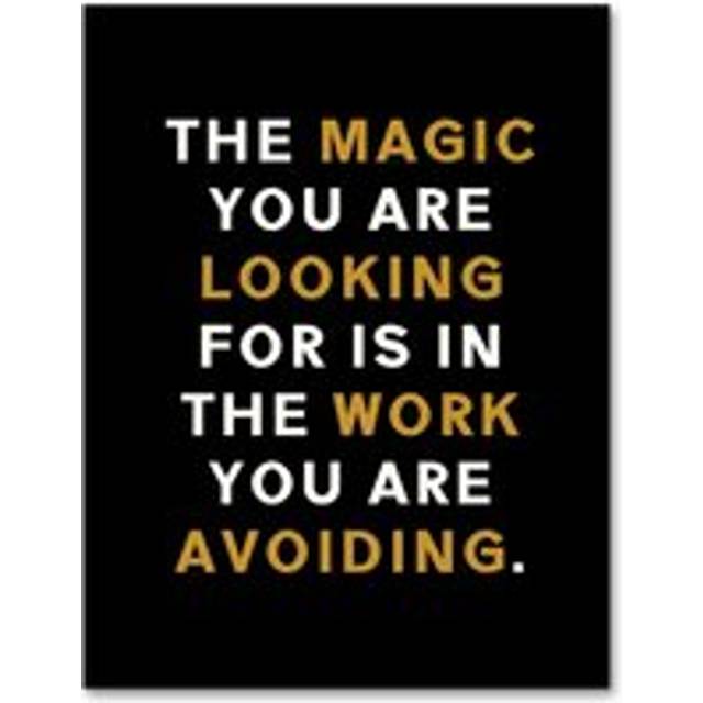 Magic You Are Looking For Work Motivational Quote Framed Wall Art - Black - W12 inch x H16 inch