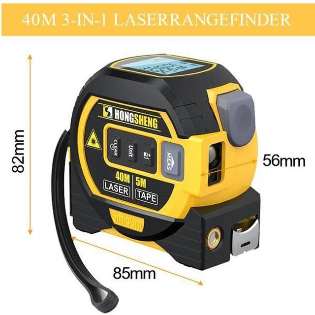 Tape Measure,40M Yellow--3 in 1 Laser Tape Rangefinder, Cross Line Measuring Instruments, Infrared Electronic Ruler D