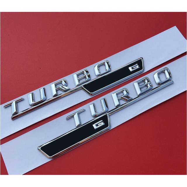 1pair Chrome Letters Fender Emblem Badge Emblems for Mercedes Benz TURBO