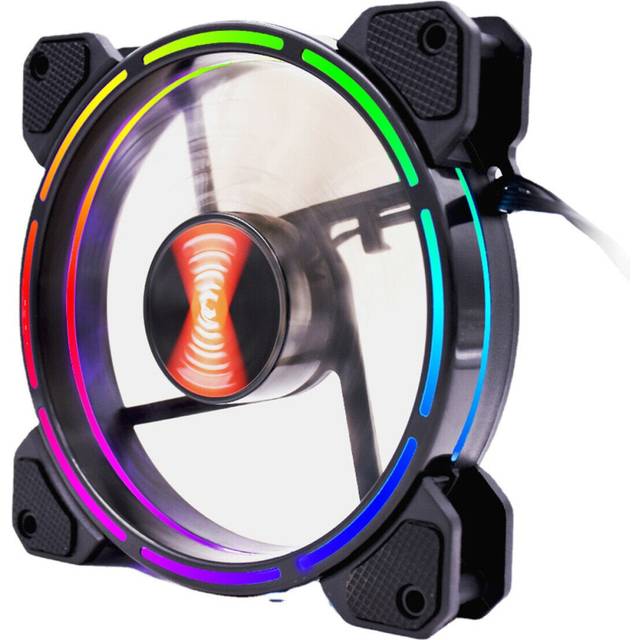 (220V EU Plug) 12cm 1 Fan Colourful RGB LED Ring PC 12cm Case Cooling Fan and Controller LED Light Bar