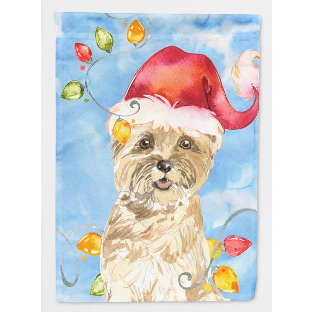 Christmas Lights Cairn Terrier Flag Canvas House Size