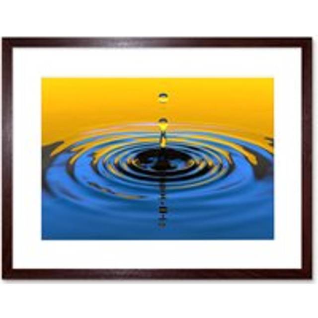 Wall Art Print Water Drop Splash Ripple Framed - Brown - W7 inch x H9 inch