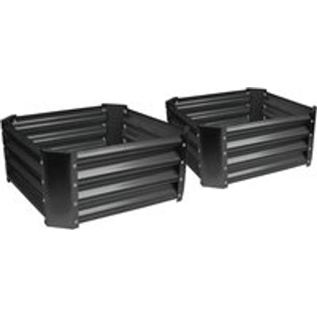 Square Galvanised Steel Raised Garden Bed - 60cm x 60cm - 2pc - Black - One Size