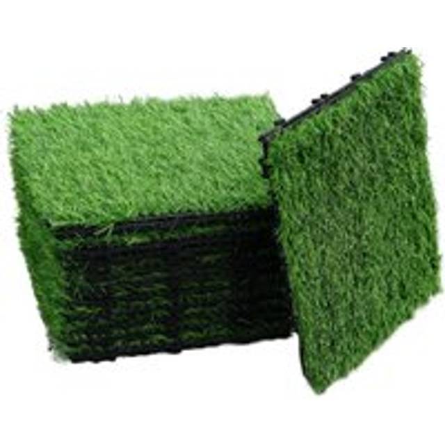11 x Artificial Grass Interlocking Floor Decking Tiles Outdoor Garden
